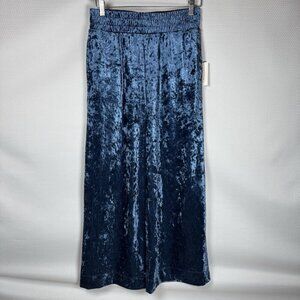 A New Day Palazzo Small Crushed Velvet Blue Stretch Wide Leg High Rise Soft NWT